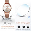 OLEVS marca de aço malha feminina relógio de pulso de quartzo preços baratos baixo MOQ OEM logotipo para mulheres